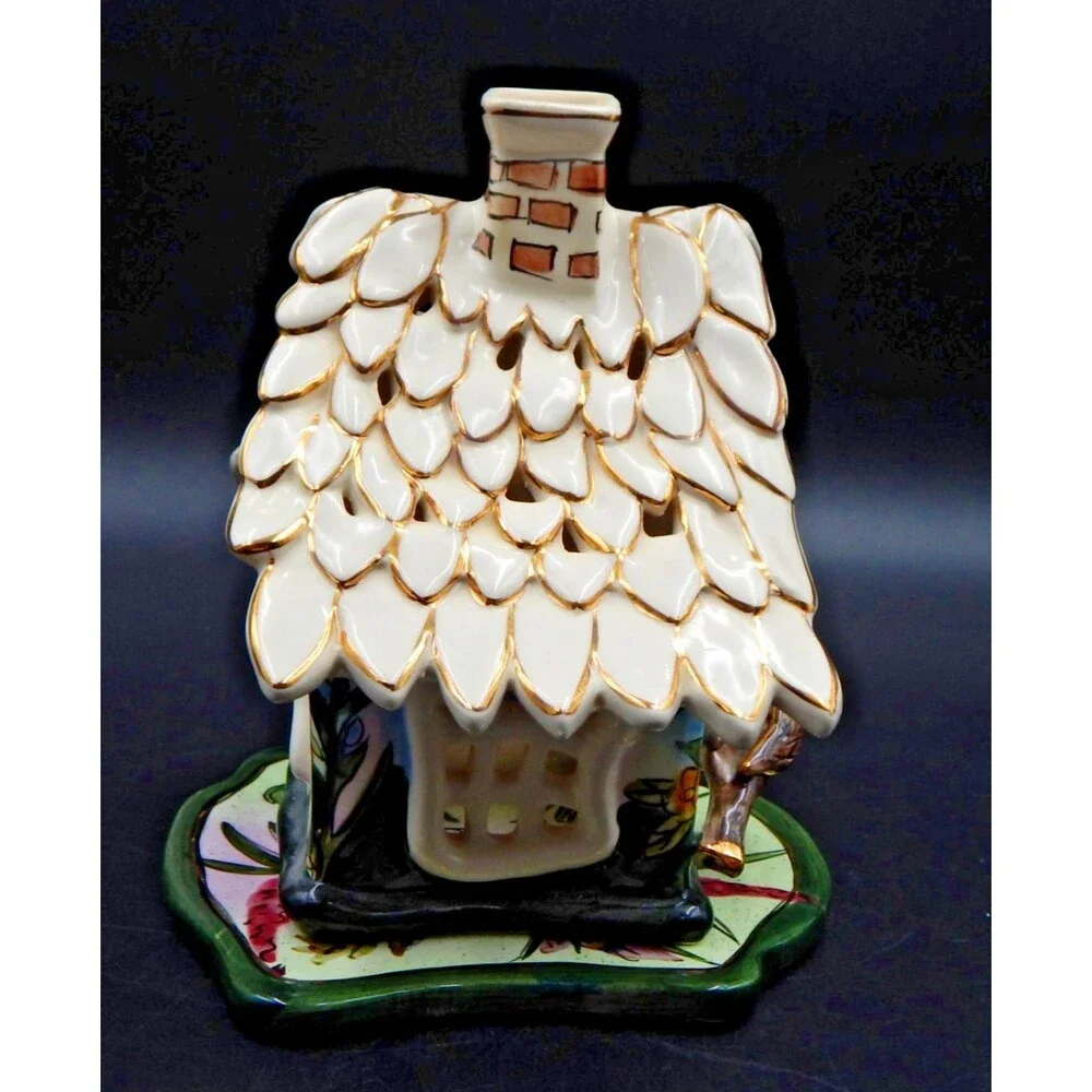 Blue Sky Clayworks Heather Goldminc Birdhouse CandleHolder 2002 Plate Illuminary